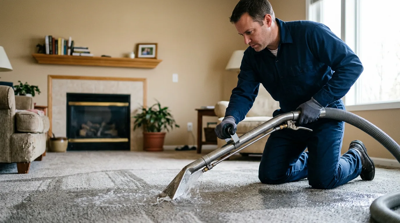 Water damage restoration technician working near Almo, KY